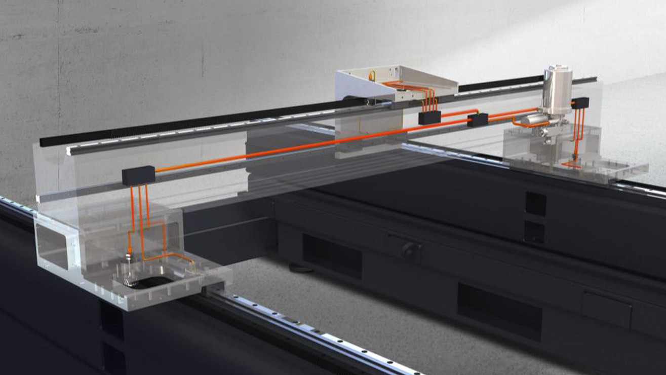 Ultra-light aluminum portal with intelligent lubrication system